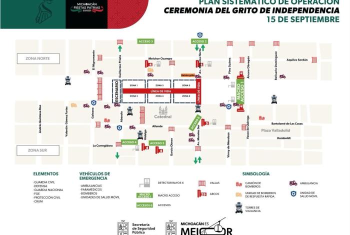 La SSP informa sobre los accesos y cierres viales para las fiestas patrias en el centro de Morelia