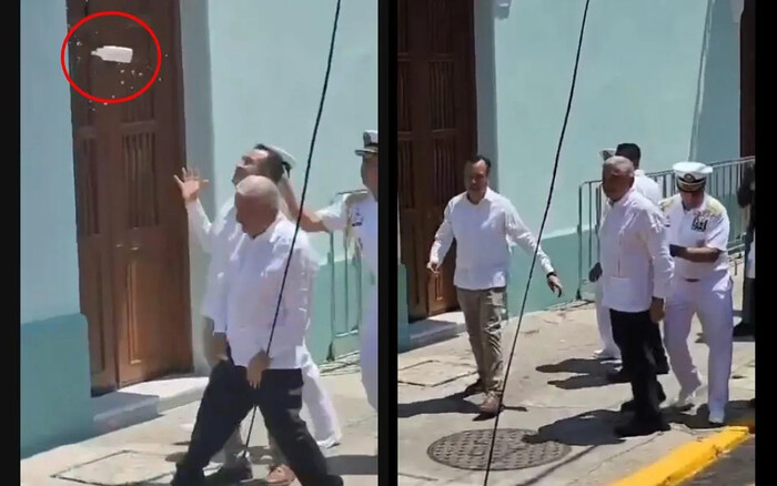 Lanzan botella de agua a AMLO y le gritan: “dictador”, en Veracruz