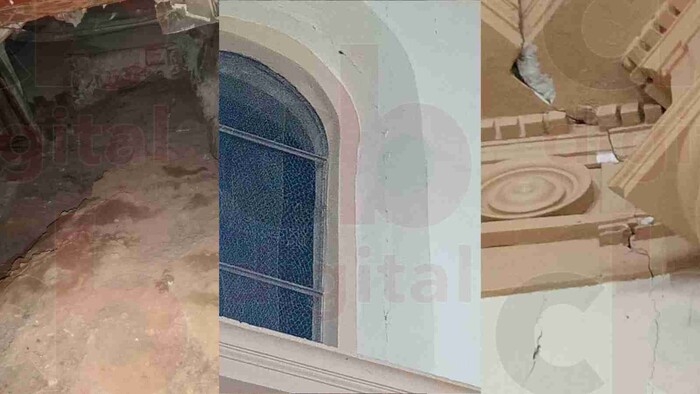 Lluvias dejan afectaciones en el Templo de la Asunción de Parácuaro