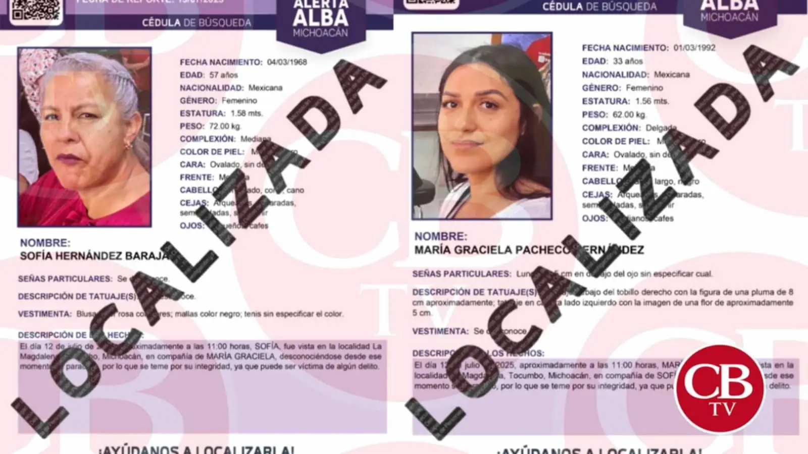 Localizan a madre e hija reportadas como desaparecidas en Tocumbo