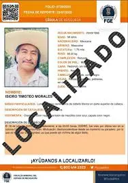 Localizan con vida a Isidro Timoteo