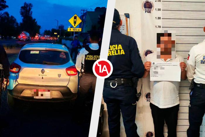 Manejaba coche rob4do en Morelia; policía lo detecta y detiene