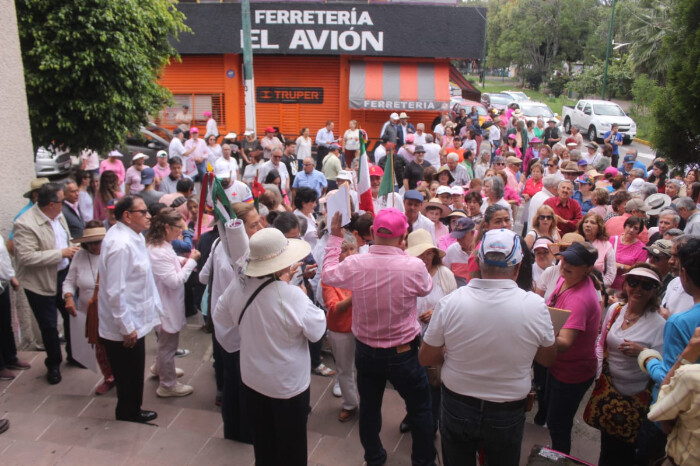 Marea Rosa se manifiesta contra la sobrerrepresentación de Morena en el Congreso