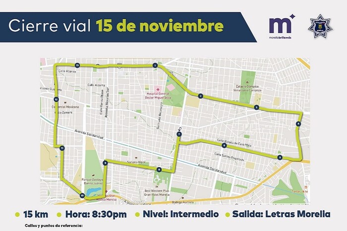 Morelia informa sobre cortes viales del 15 al 17 de noviembre por el Festival Roller