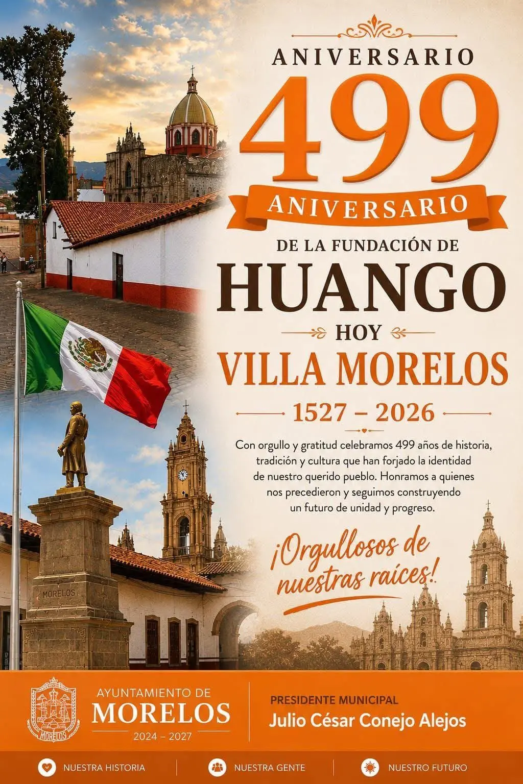 Morelos celebrará este miércoles su 499 aniversario de su fundación con acto cívico y cultural