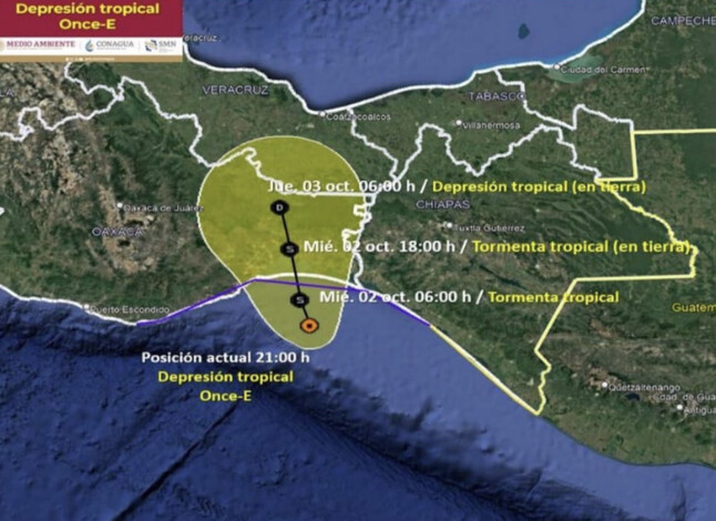 #Nacional | Claudia Sheinbaum advierte por depresión tropical Once-E a Oaxaca y Guerrero