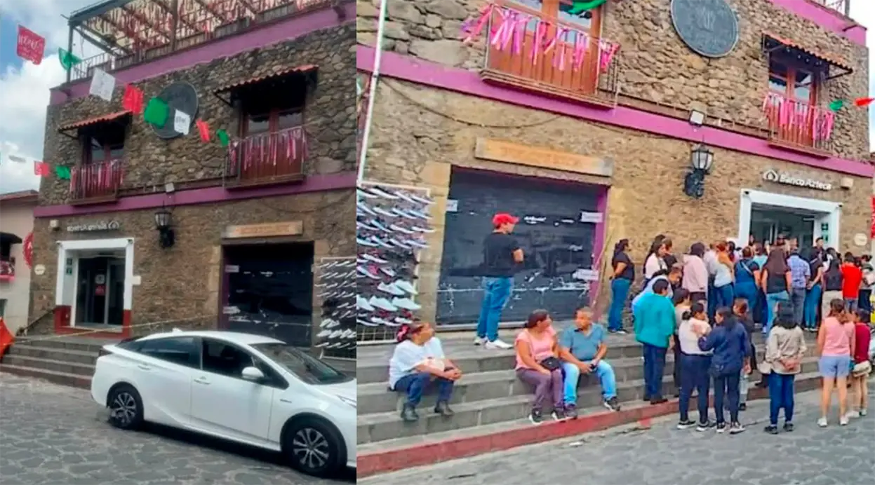 Niño de 6 años resulta herido tras desplome de cortina en banco de Tepoztlán