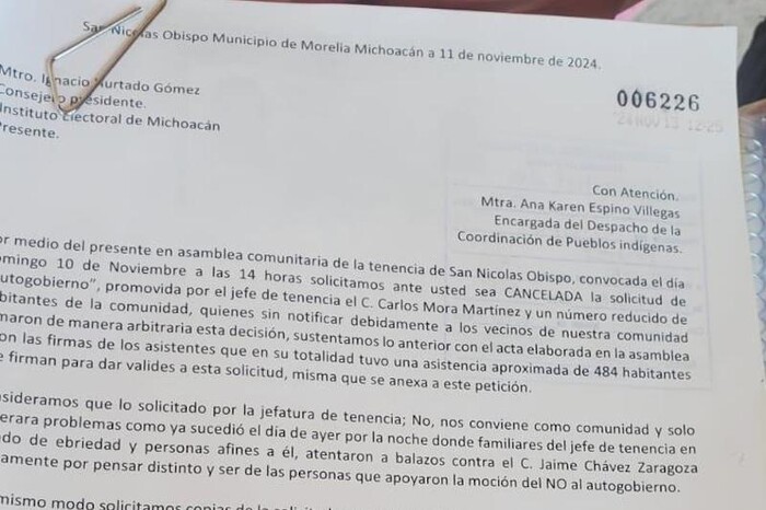 NO al autogobierno, reiteran habitantes de San Nicolás Obispo