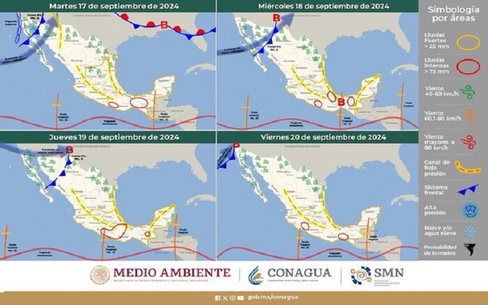 Onda Tropical 24 y Frente Frío 2 traerán lluvias y temperaturas de hasta 0 grados a México