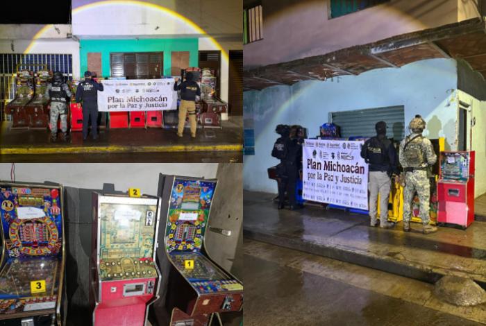 Operativo especial en Uruapan: Catean 10 minicasinos y aseguran máquinas tragamonedas y droga  