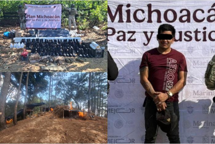 Operativos en Michoacán dejan 4 detenidos y el desmantelamiento de campamentos delictivos