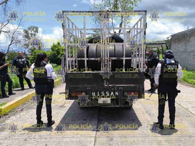 Policía Morelia recupera camioneta de carga robada con violencia