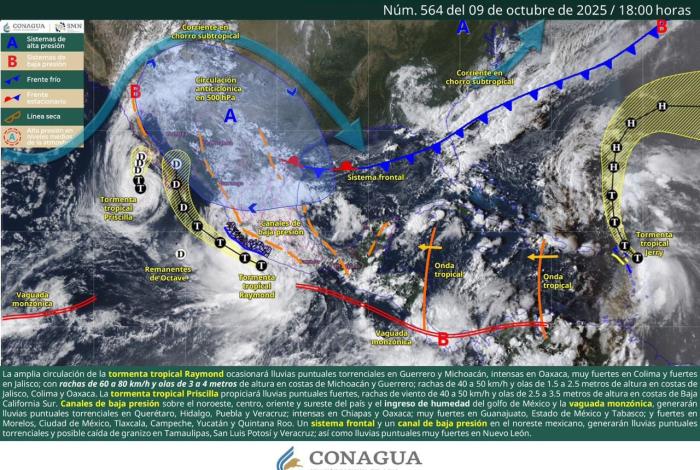 Por tormenta “Raymond”, Conagua mantiene monitoreo en 7 municipios michoacanos