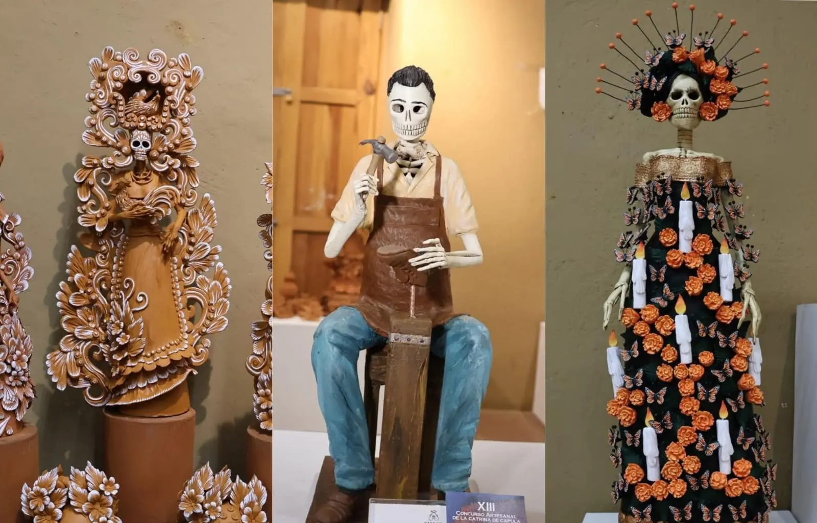 Premian a las mejores catrinas de barro, del 13 Concurso Artesanal