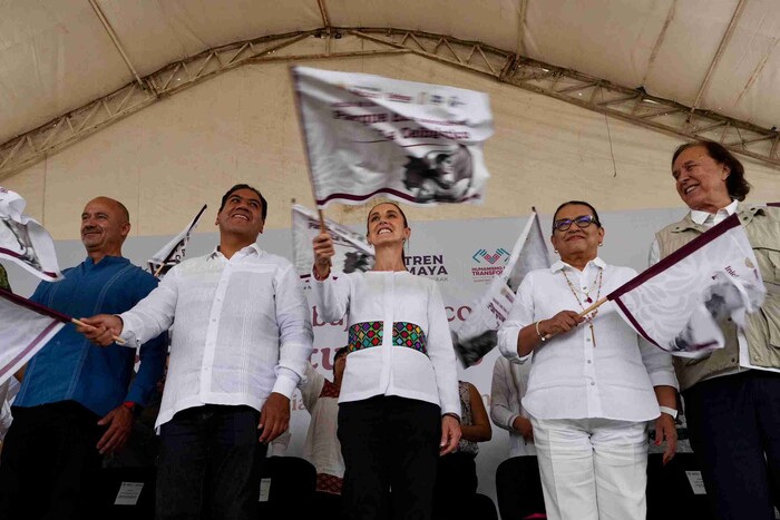 PRESIDENTA CLAUDIA SHEINBAUM DA BANDERAZO DE SALIDA AL INICIO DE LA CONSTRUCCIÓN DEL PARQUE ECOTURÍSTICO «LA CEIBA» EN PALENQUE, CHIAPAS