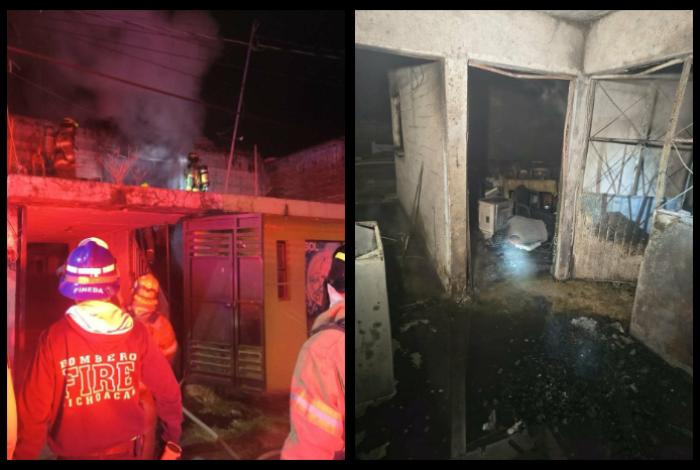 Se incendia casa con un hombre dentro, en la colonia Gustavo Díaz Ordaz, Morelia
