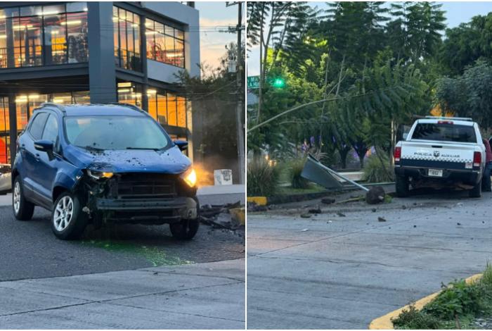 Se registra choque entre auto y patrulla de la Policía Auxiliar en Morelia
