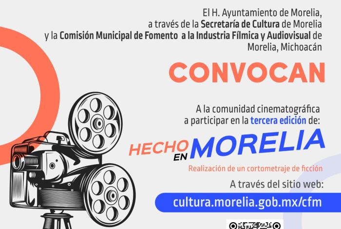 SeCultura mantiene abierta convocatoria para creación de cine ‘Hecho en Morelia’