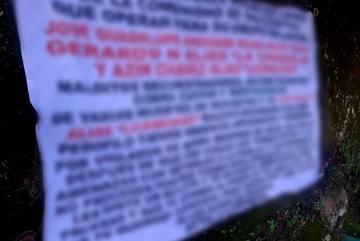 Segunda narcomanta aparece en Caltzontzin durante fiestas patronales