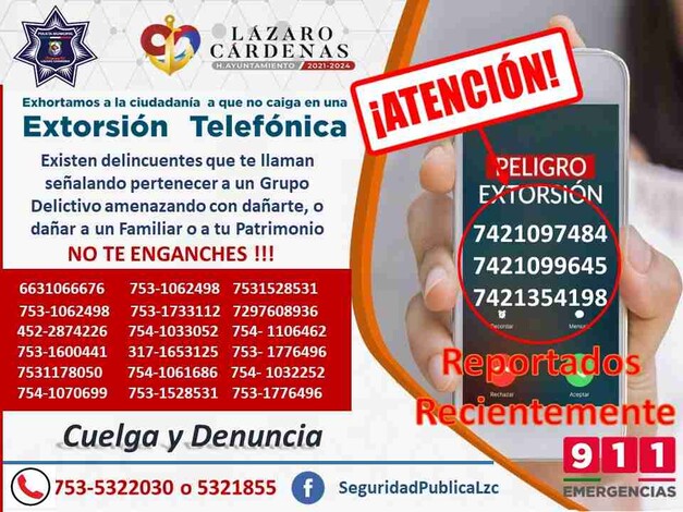 Seguridad Pública de Lázaro Cárdenas llama a no caer en engaños y extorciones telefónicas