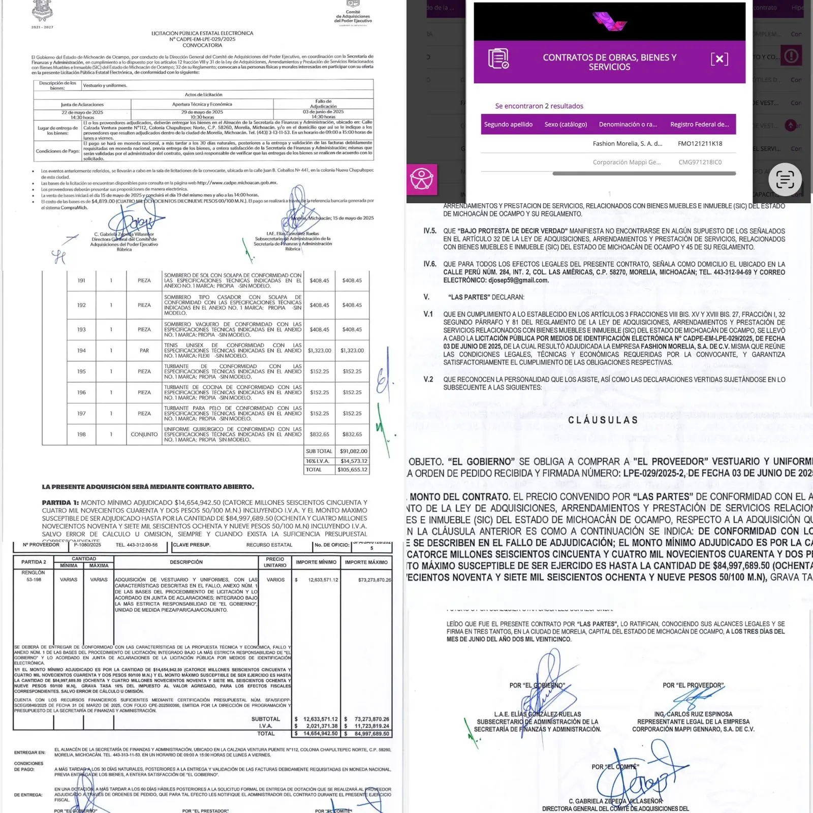 Simula SAF licitación de uniformes