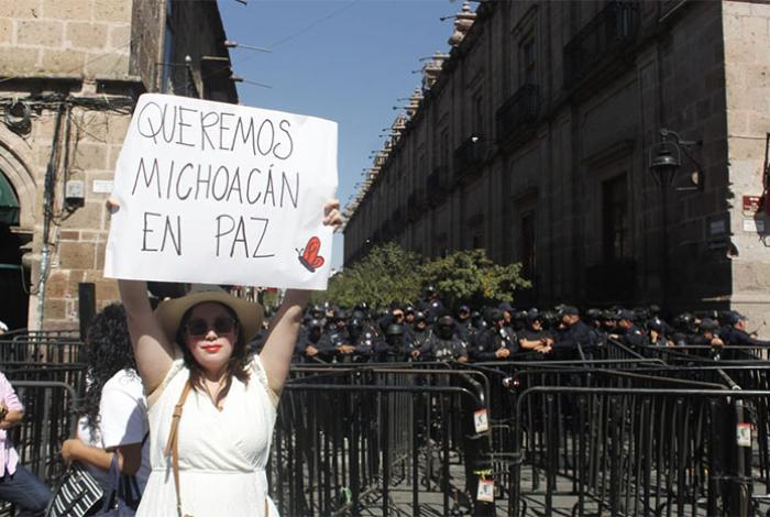 Sin incidentes, manifestación en el Centro Histórico de Morelia, reporta el Gobierno estatal