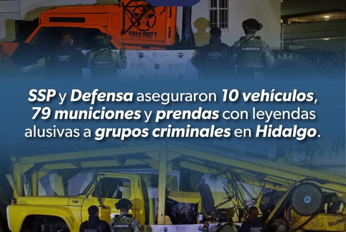 SSP asegura 10 vehículos y cartuchos de alto calibre en Hidalgo