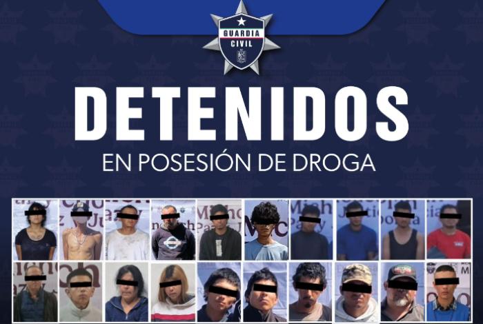 SSP detiene a 20 personas con dosis de droga en la última semana