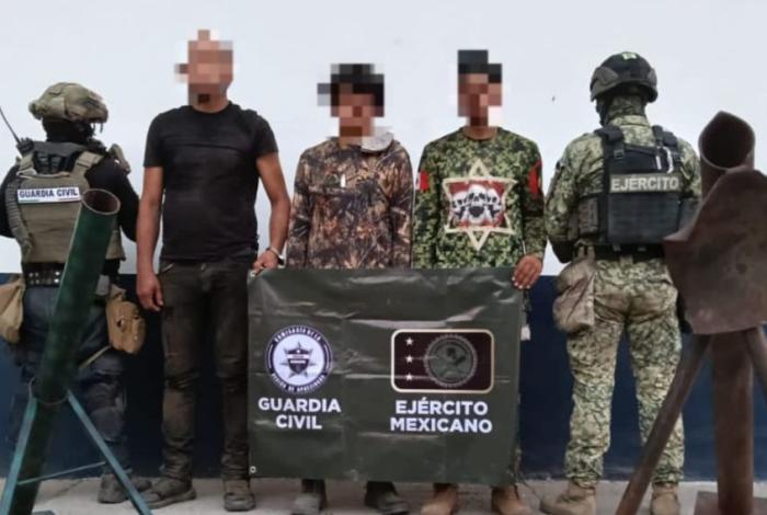 SSP y Defensa detienen a tres hombres, aseguran armamento y droga