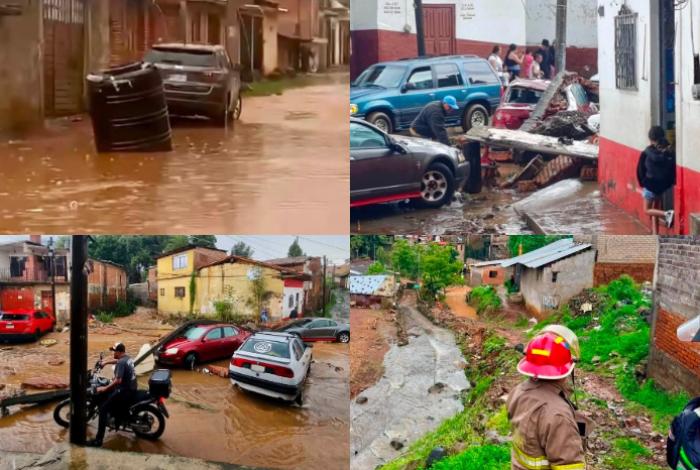 Tromba azota Pátzcuaro; hay casas derribadas, autos arrastrados y calles inundadas