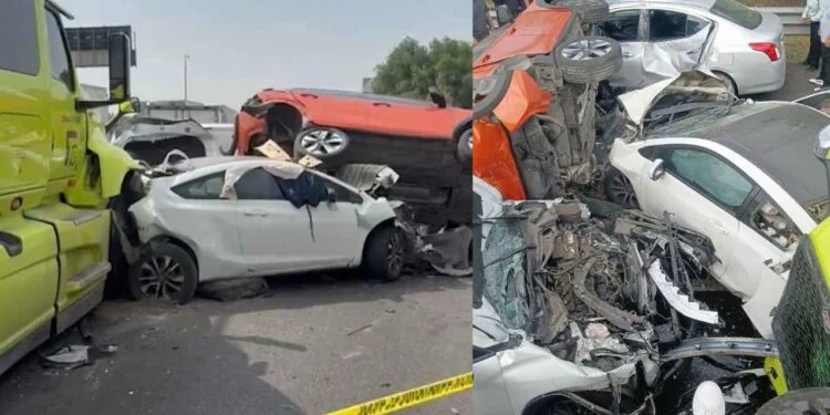 Un muerto y 13 heridos tras carambola de 10 vehículos en el Circuito Exterior Mexiquense