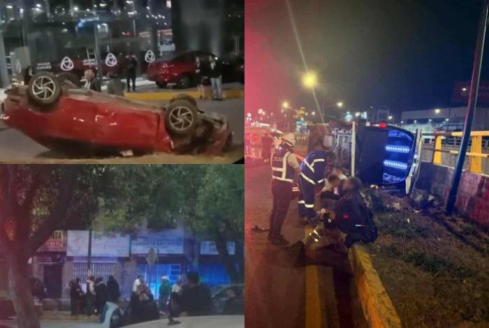 Una carambola, una combi y un coche volcados y un atropellado: noche de accidentes en Morelia y Huiramba