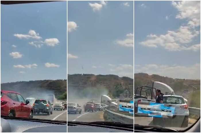 VIDEO | Automovilista capta momento en que un tráiler embiste una patrulla y otros autos en la Morelia-Salamanca