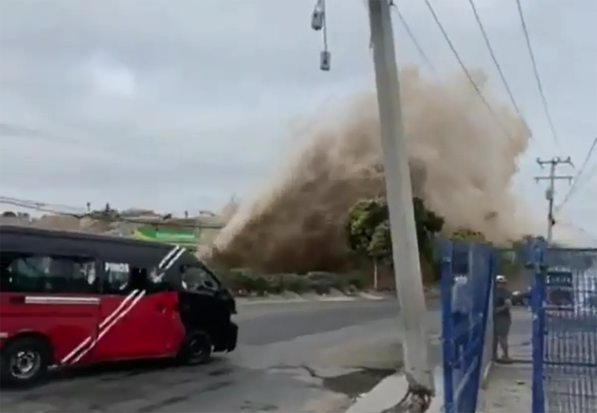 #Video: Explosión de tubería deja a 632 colonias sin agua en Tijuana