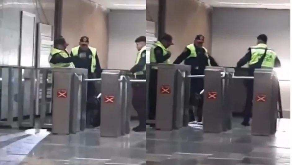 #Video: Graban a policías pateando a usuario del Metro