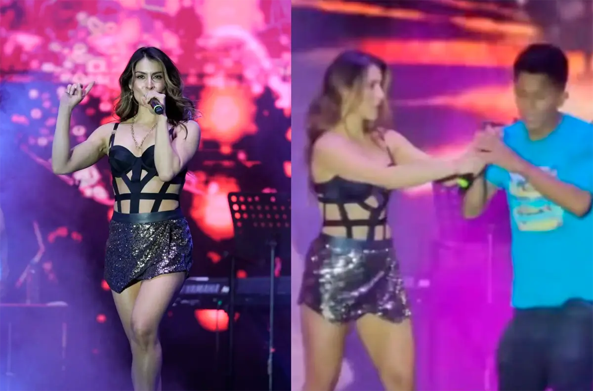 #Video: María León es interrumpida en pleno show por franelero que pidió apoyo