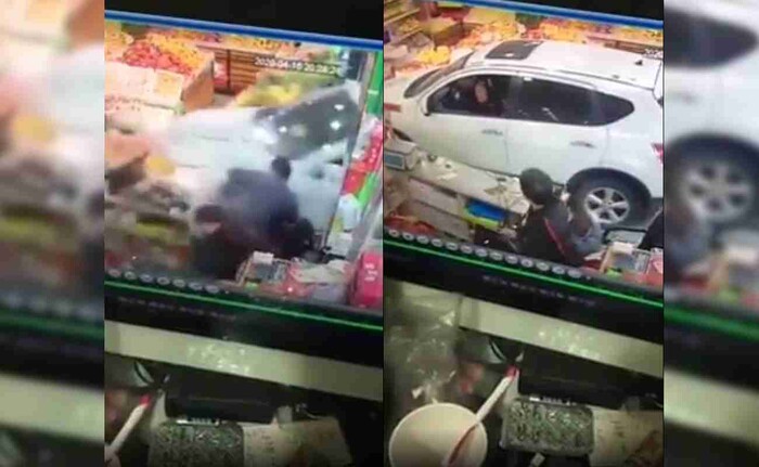 #VIDEO: Mujer ingresa con todo y auto a supermercado; hay 11 heridos