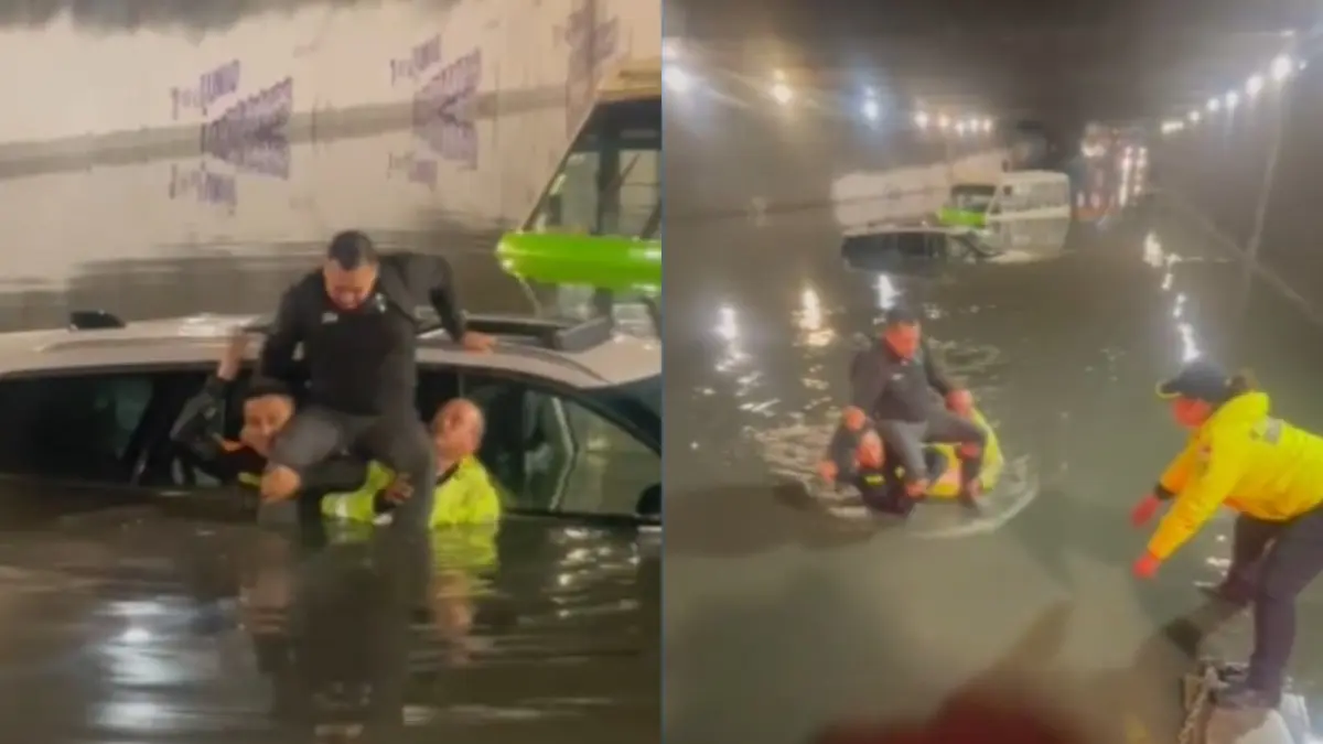 #Video: Policías realizan operativo para rescatar a conductores y vehículos tras las inundaciones en CDMX