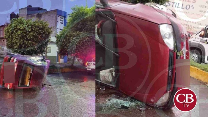 Vuelca auto sobre avenida Nocupétaro en Morelia